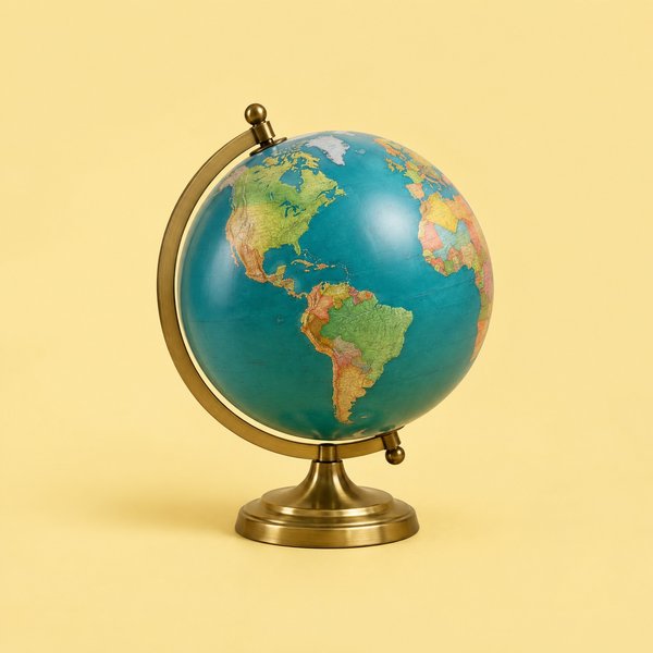 A desk globe, for clients in 130+ countries