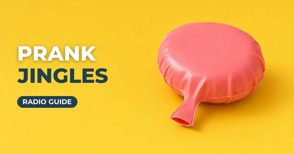 Prank Jingles blog cover: pink whoopee cushion on a yellow background