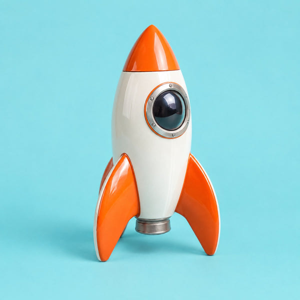 Building The Future - royalty free corporate music track, retro toy rocket cover art by Music Radio Creative