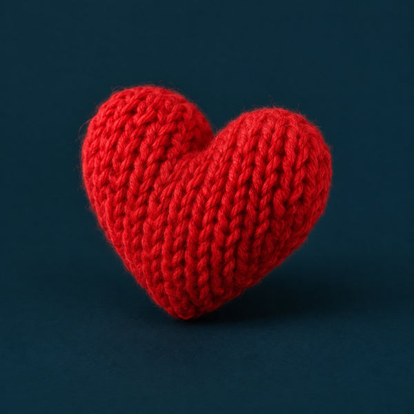 Open Heart - royalty free acoustic music track, knitted red heart cover art by Music Radio Creative
