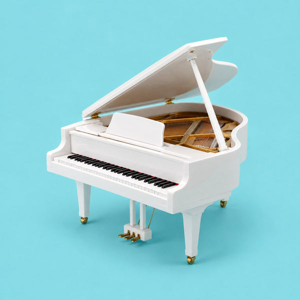 Piano Jam - royalty free piano music track, white grand piano cover art by Music Radio Creative