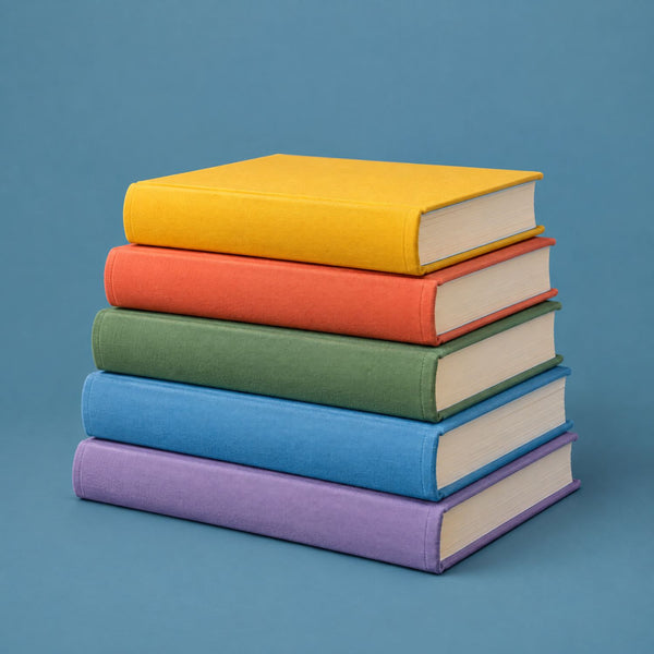 Modern Education - royalty free pop music track, book stack cover art by Music Radio Creative
