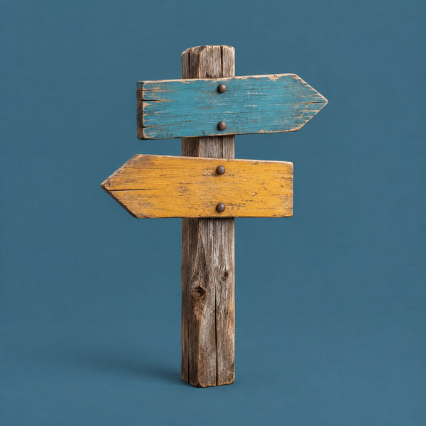 Choosing Left - royalty free hip hop music track, wooden signpost cover art by Music Radio Creative